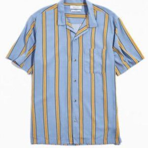 Urban Outfitters '50s Stripe Rayon Short Sleeve Button-down Shirt In Blue Size M